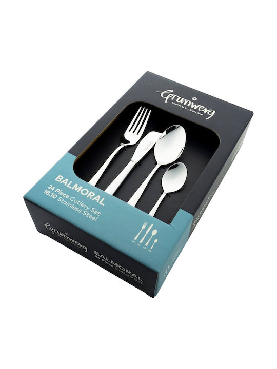 Grunwerg Cutlery Set Stainless Steel Silver 24 Pieces
