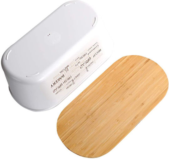 Kesper Bread Box with Lid Wooden White 34x20x14.5cm