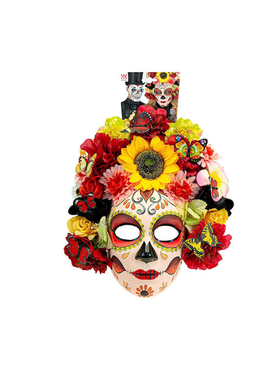 Carnival Mask Dia De Los Muertos With Flowers