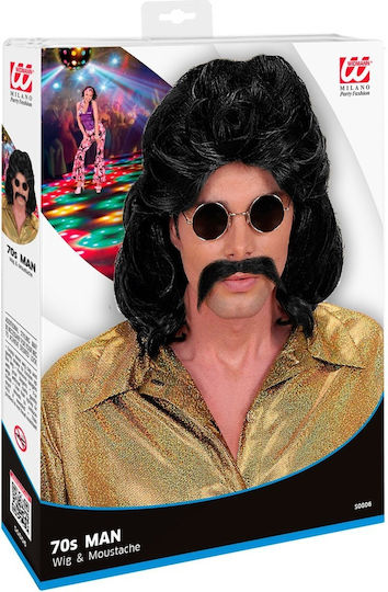 Αποκριάτικη Περούκα Disco 70's Black