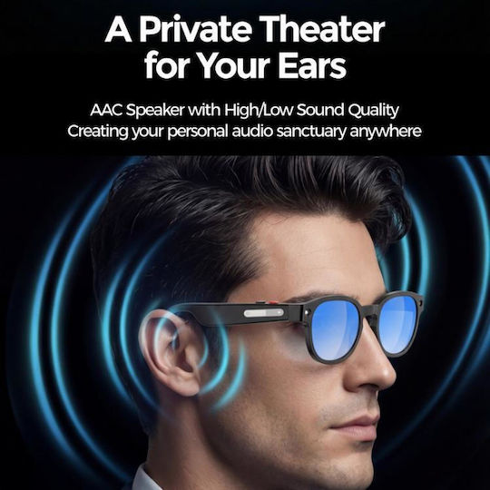 Smart Glasses Aimb-s1 Support Camera 2mp Video Recording 1080p Audio Recording Translation Artificial Intelligence White