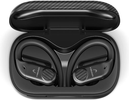 Head Flex Hooks In-ear Bluetooth Handsfree Earphones with Sweat Resistance and Charging Case Black