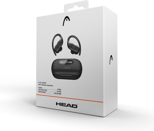 Head Flex Hooks In-ear Bluetooth Handsfree Earphones with Sweat Resistance and Charging Case Black