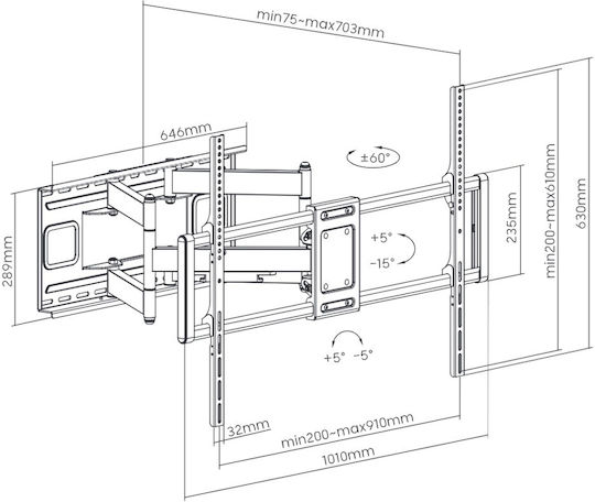 Suport TV de Perete Heavy-duty Pivotant 60" 120"