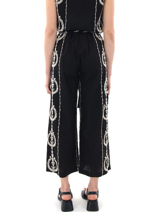 Moutaki Women's Pantaloons with Rubber Band in Loose Fit Black Moutaki Women's Pantaloons with Rubber Band in Loose Fit Black