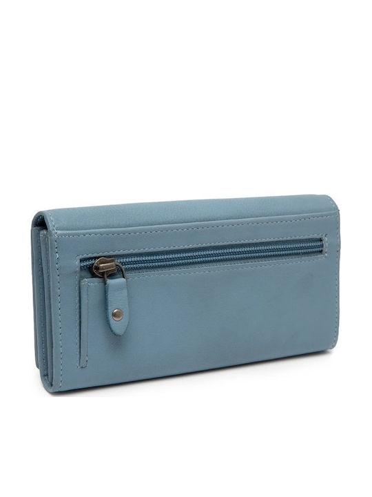 Large Leather Women's Wallet Light Blue