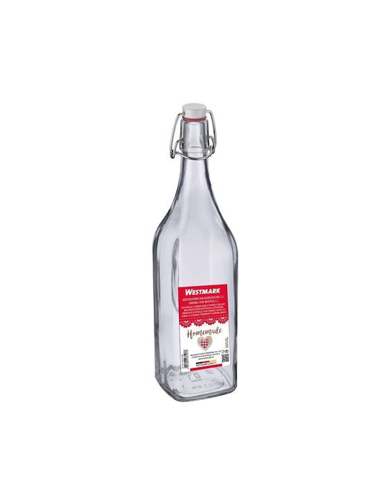 Westmark Glass Water Bottle with Clip Transparent 1000ml