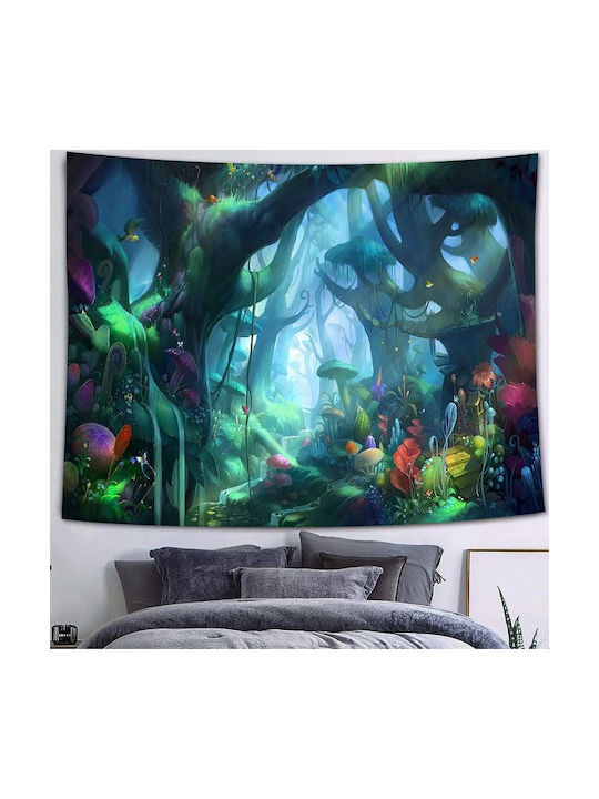 FRIPIA FRIPIA Wandbehang Märchenhaftes Landschaft mit Leuchtenden Pilzen Handgefertigt aus Stoff 150x130cm