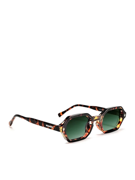 Red Raven Jackie Unisex Γυαλιά Ηλίου με Καφέ Ταρταρούγα Σκελετό και Πράσινο Φακό 0000183786