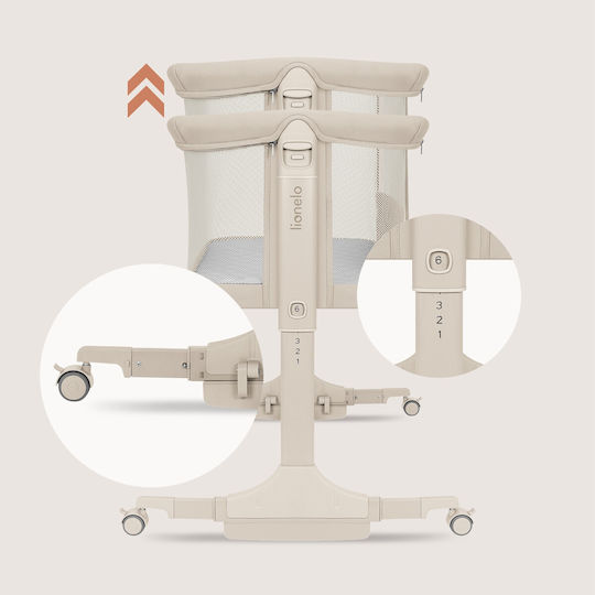 Lionelo Cradle with Mattress Side Opening and Wheels Beige