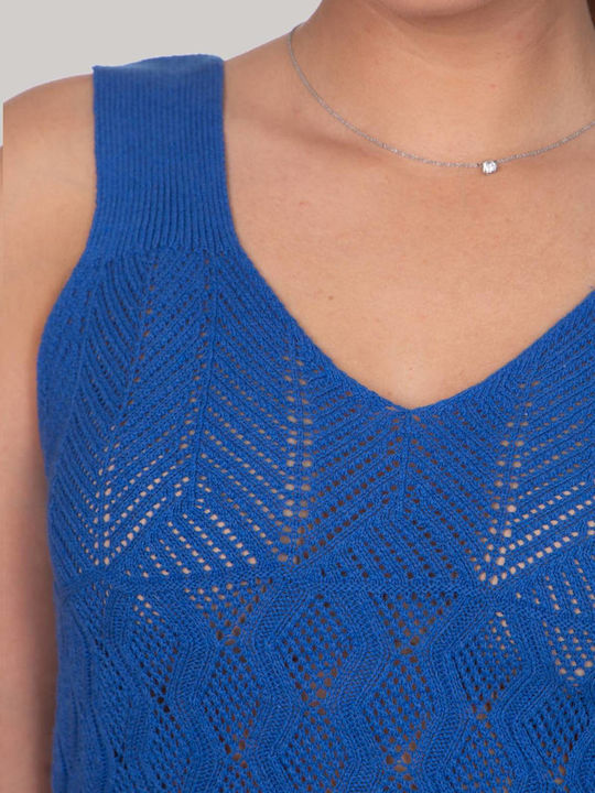 Bluza Damă Bumbac Cu Bretele Albastră