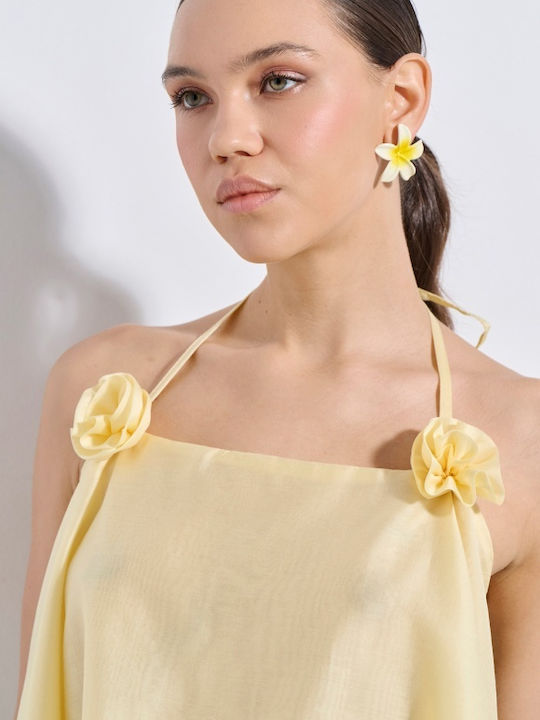 Women's Sleeveless Crop Top Yellow