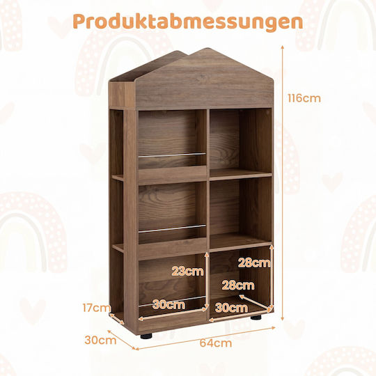 Bücherregal Boden Holz Braune 116x30x64cm