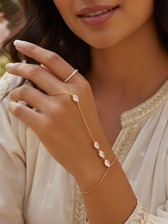 Callajewels Women's Gold Plated Steel Chain Bracelet with Zircon