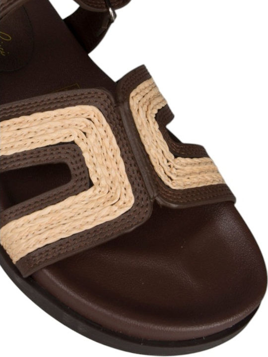 Damen Flache Sandalen Braun