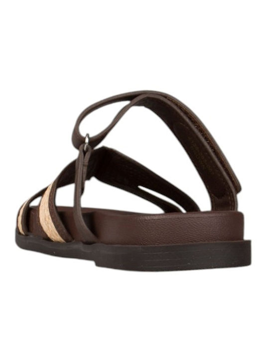 Damen Flache Sandalen Braun