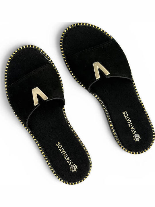 Damen Flache Sandalen Schwarz