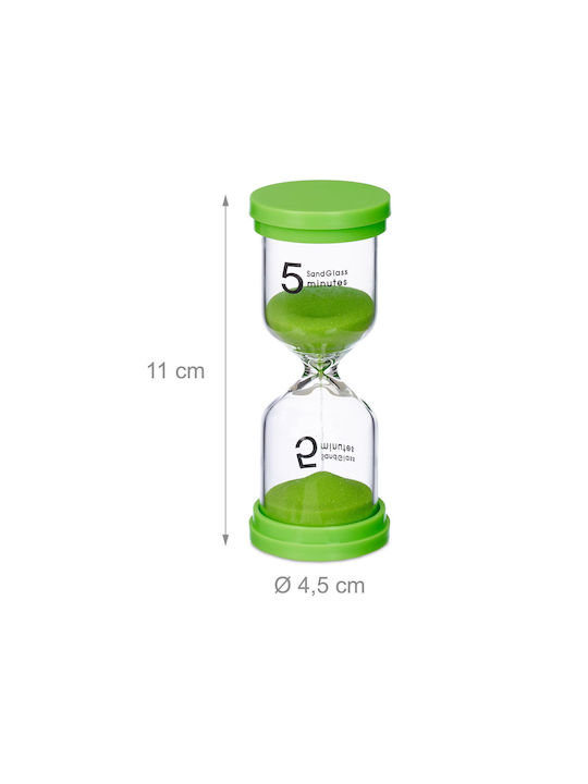 Relaxdays Set 6x Clepsidră Galbenă Verde Portocalie 11x4.5x4.5 Cm
