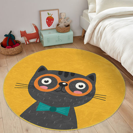 SteweHome Kinderteppich Schwarzer Rundläufer mit Durchmesser 60cm Dicke 60mm