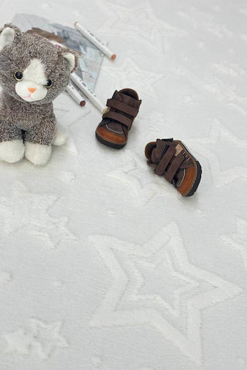 SteweHome Kids Rug Stars Cotton White 100x200cm Thickness 60mm