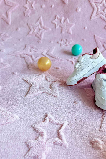 SteweHome Kids Rug Stars Cotton Pink 80x250cm Thickness 60mm
