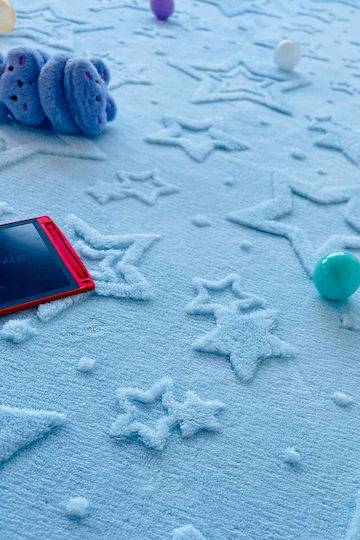 SteweHome Kids Rug Stars Cotton Blue 80x300cm Thickness 60mm