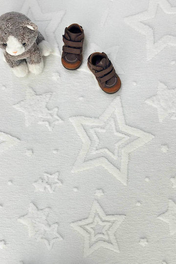 SteweHome Kids Rug Stars Cotton White 80x350cm Thickness 60mm