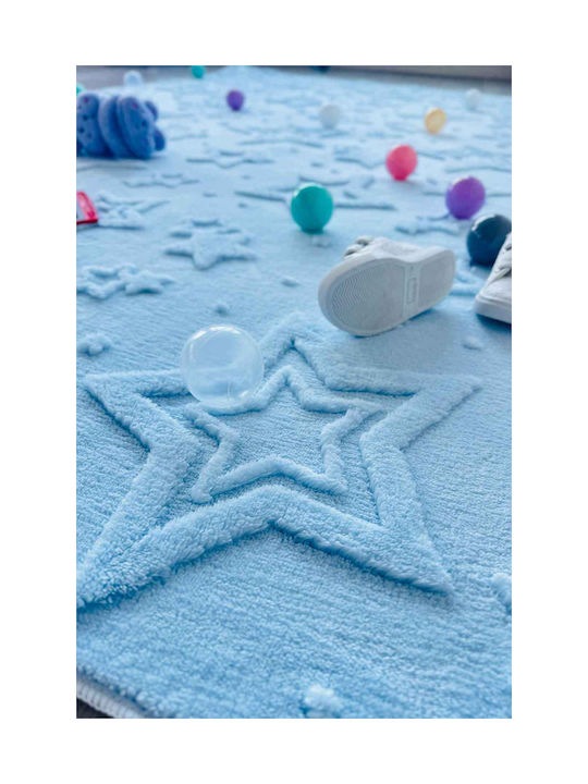 SteweHome Kids Rug Stars Cotton Blue 100x150cm Thickness 60mm
