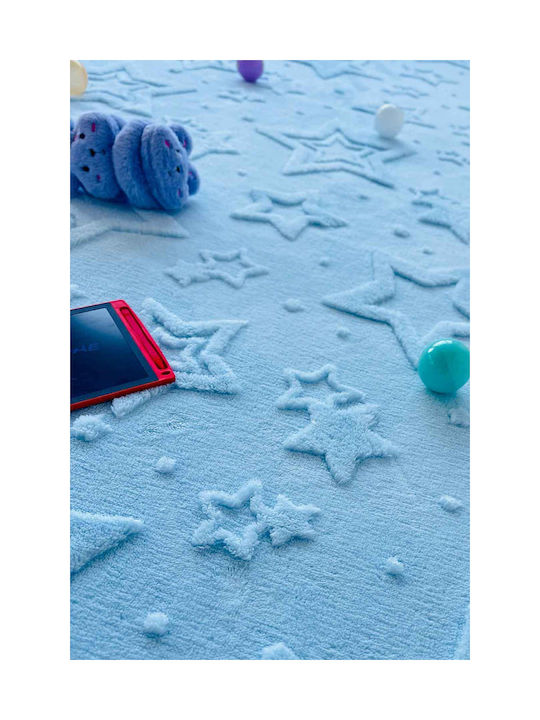 SteweHome Kids Rug Stars Cotton Blue 80x250cm Thickness 60mm