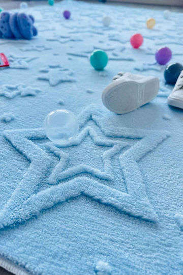 SteweHome Kids Rug Stars Cotton Blue 80x250cm Thickness 60mm