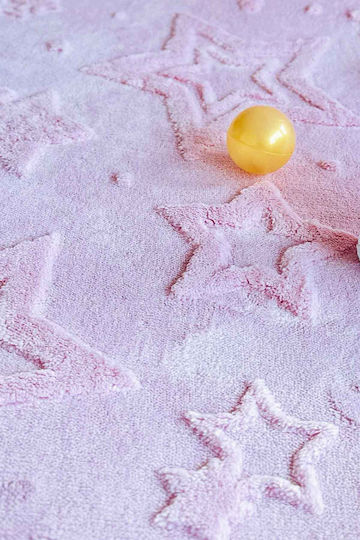 SteweHome Kids Rug Stars Cotton Pink 100x250cm Thickness 60mm