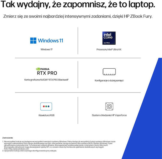 HP ZBook Fury G1i 18" IPS QHD+ 165Hz Ultra 7-265 HX/32GB/1TB SSD/RTX PRO 3000 Schwarzwell/W11 Pro (US Tastatursprache)