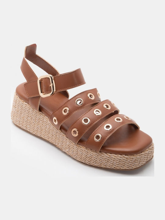 Summer Women's Platforms in Brown Espadrille Style