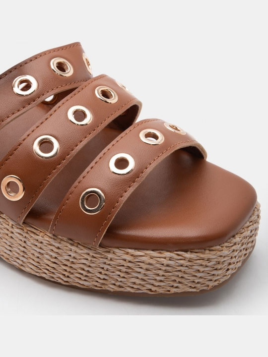 Summer Women's Platforms in Brown Espadrille Style