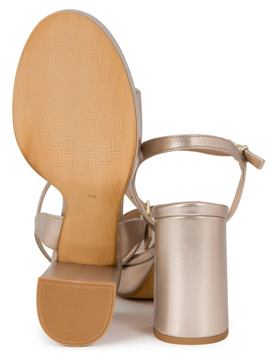 Damen Sandalen Leder Beige