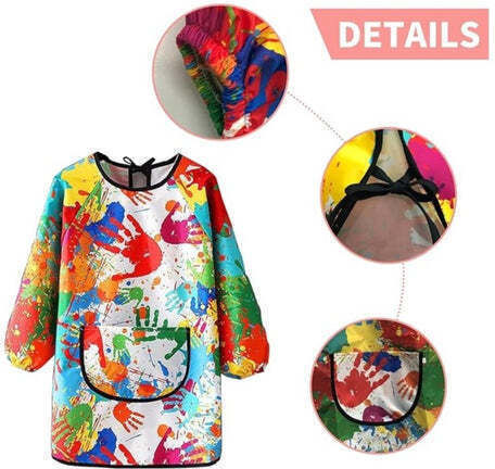 Salopetă Impermeabilă De Pictură Activități Creative Zola 7-11 Ani Manșete Elastice Reglabile Buzunar 63 × 47 Cm Multicolor