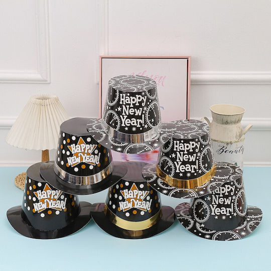 Pălărie Stil Lincoln Alista Home Happy New Year Model Cu Buline Accesoriu Petrecere De Anul Nou O Singură Mărime Carton Negru Auriu