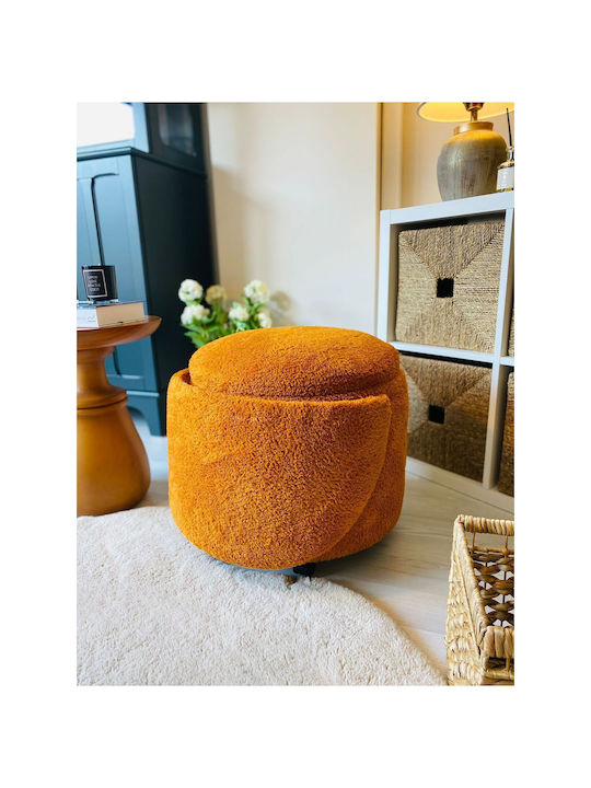 Living Room Folding Stool With Storage Space Upholstered With Teddy Fabric 45x45x45cm