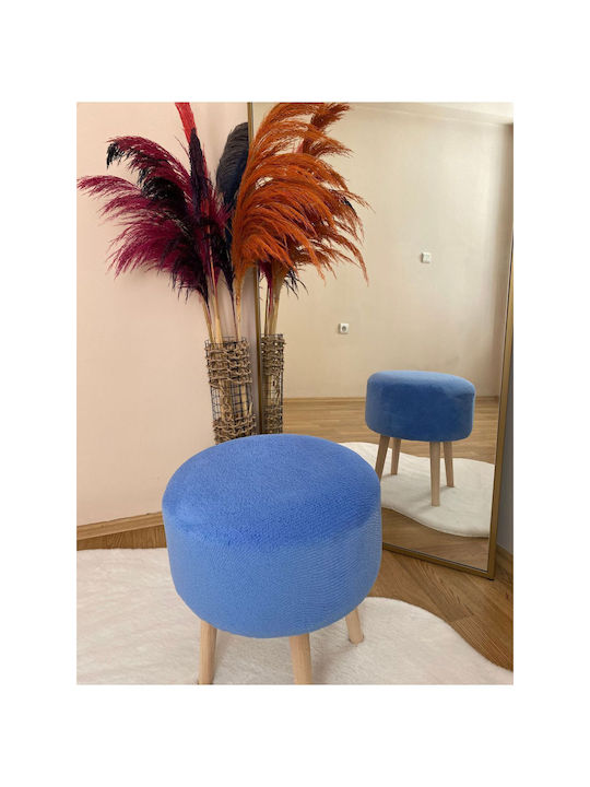 Living Room Wooden Blue Stool 38x38x46cm