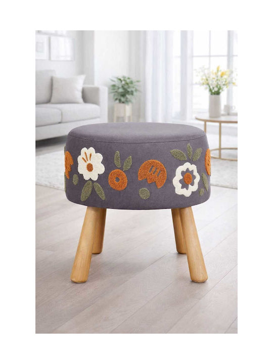 Living Room Fabric Upholstered Brown Stool 40x60x60cm