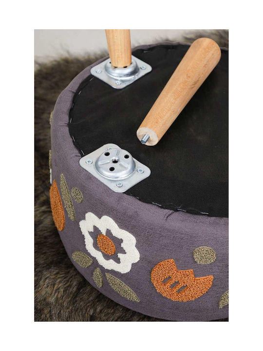 Living Room Fabric Upholstered Brown Stool 40x60x60cm