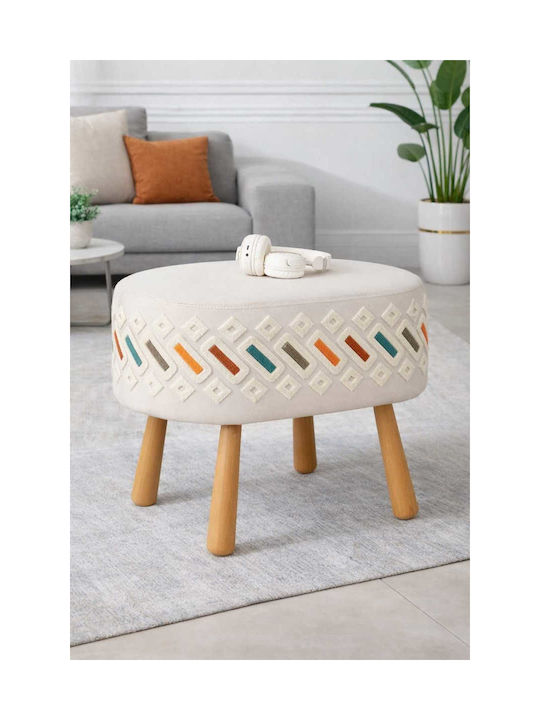 Living Room Wooden Beige Stool 40x60x58cm