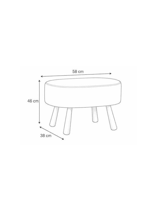 Living Room Wooden Beige Stool 40x60x58cm