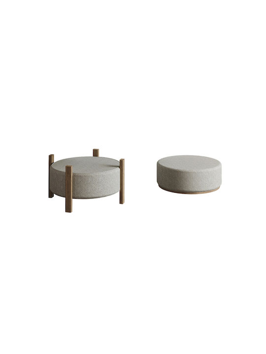 Living Room Wooden Ecru Stool 48x48x47cm