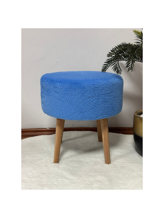 Living Room Wooden Blue Stools