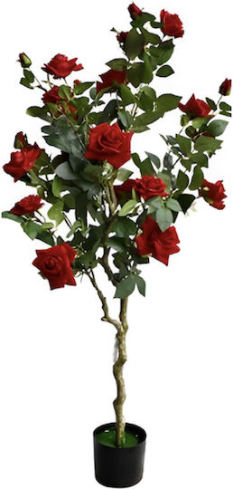 Copac Artificial Decorativ Trandafir Flori Roșii Ghiveci 135cm Copac Artificial Decorativ Trandafir Flori Roșii Ghiveci 135cm