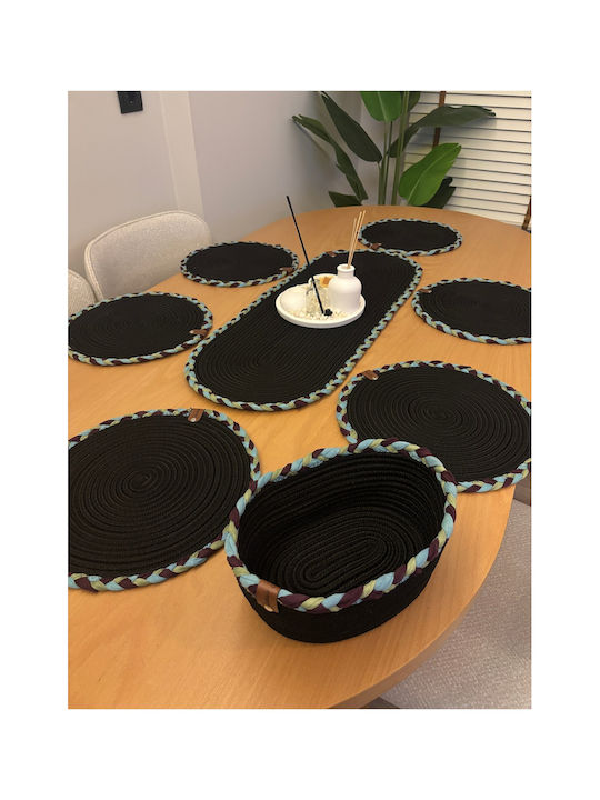 SteweHome Runner Set 6 Pieces Black 80x30cm
