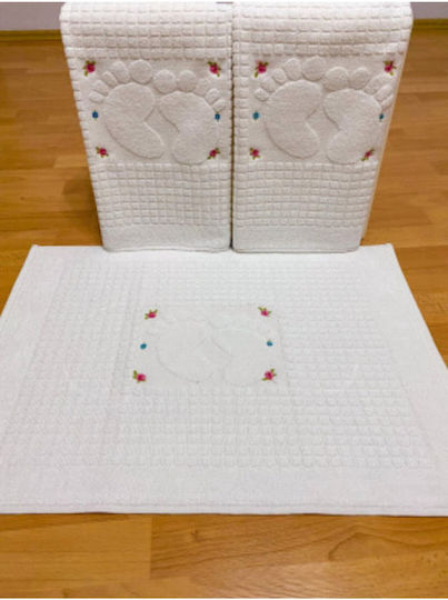 SteweHome Set Of Cotton Bath Mats Beige 50x70cm 3 Pieces