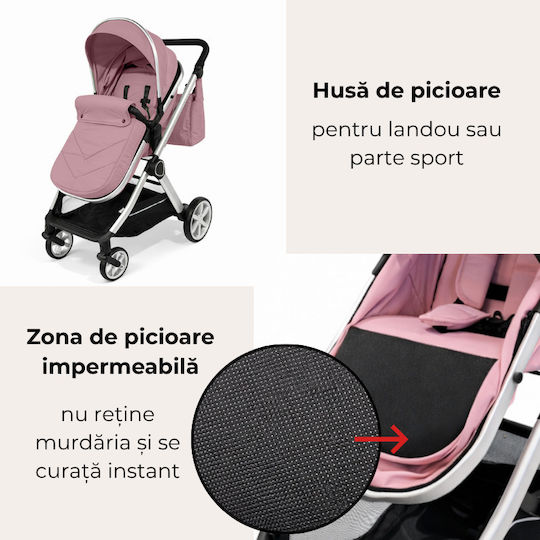 Kidizi Cărucior 2 în 1 Potrivit pentru Nou-Născut Roz