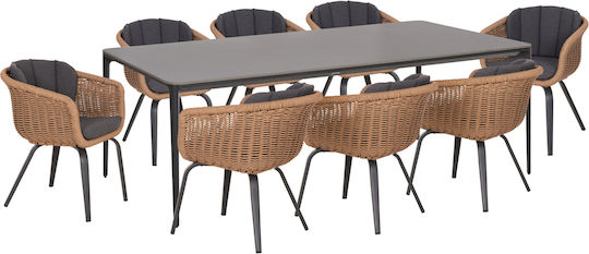 Set Dining 9 Piese Gri cu Perne Set Dining 9 Piese Gri cu Perne